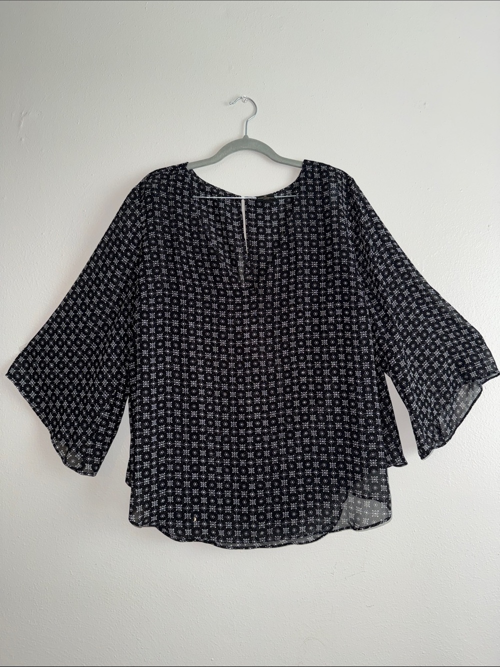 Worthington woman 1x Sheer Black Printed Women's Blouse